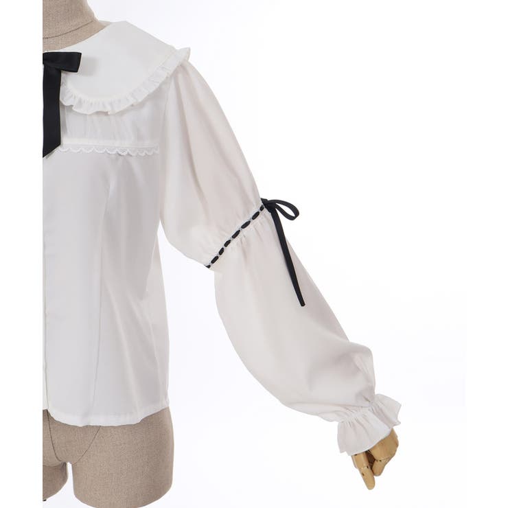 リボン付フリルビッグ襟ブラウス[品番：IGAW0005727]｜axes femme