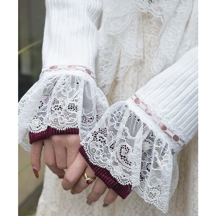 レースフリルニットボレロ[品番：IGAW0005687]｜axes femme