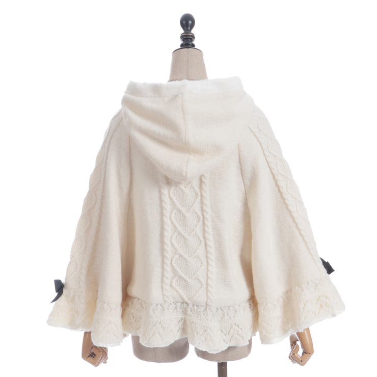 ハート編柄裏ボアニットケープ[品番：IGAW0006944]｜axes femme