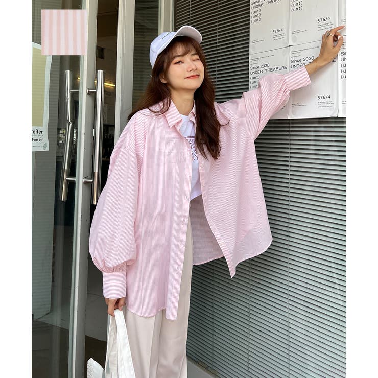 新色追加 春色シャツ ストライプ[品番：ADEW0000872]｜ad thie