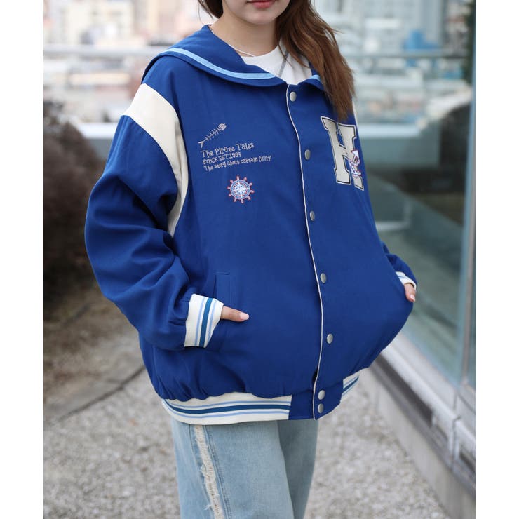 HOOK original リバーシブルセーラーカラーブルゾンジャケット【A