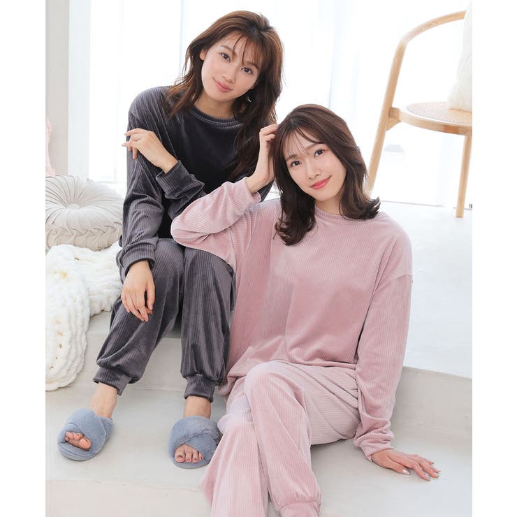 ▽裏起毛 ストレッチ ソフトボア 長袖 上下セット[品番：SK000010228