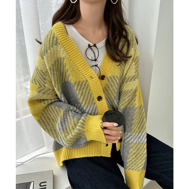 モヘアライク チェック ジャガード[品番：AZ000004714]｜andme