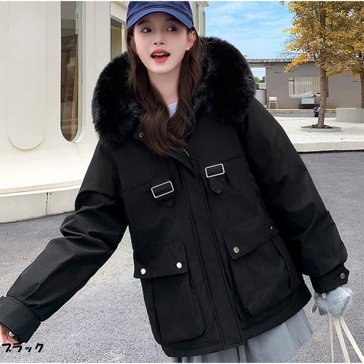 ボア モッズコート フード ウール コットン フーデッドコート ホワイト