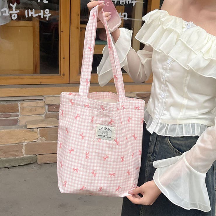 リボンギンガムチェックトートバッグ[品番：OUTW0000054]｜Outfitter