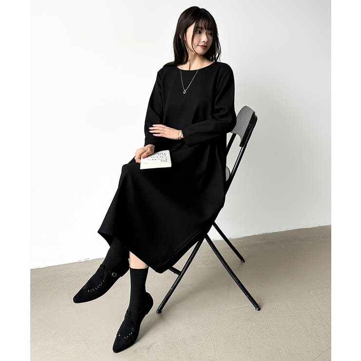 裏起毛 コクーンワンピース コットンリネンワンピース[品番