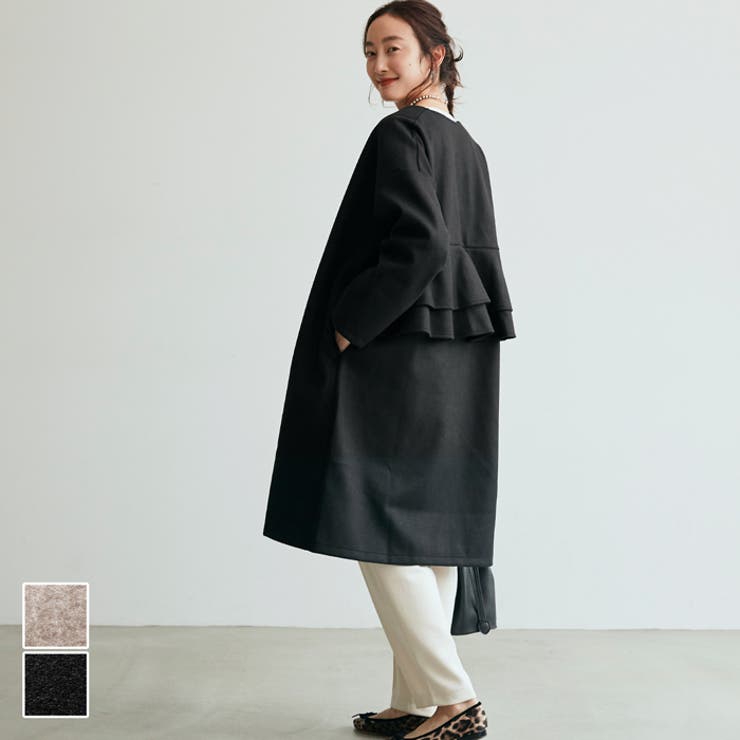 ロングコート レディース バックフリル[品番：PA000011353]｜coca