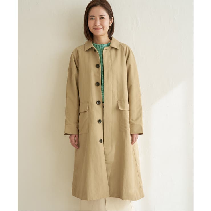 ワイズナイロンワッシャーステンカラーロングコート。ブランドワイズ