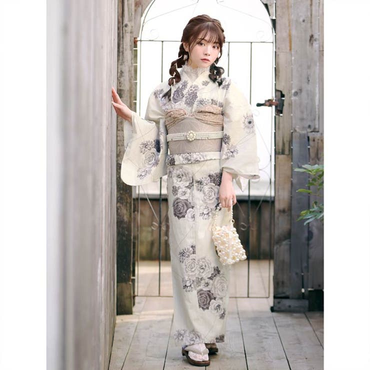 3点SET]アンティーク薔薇柄浴衣【YUKATA by dazzy】[品番：DY000028594