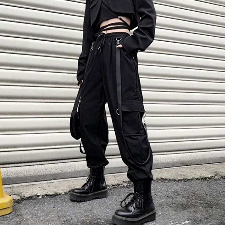 カーゴパンツ ロングサスペンダー付き ブラック[品番：DCTW0003157