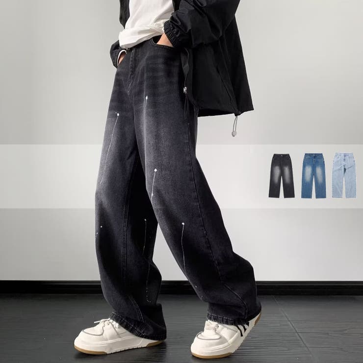 ワイド デニムパンツ ペイント[品番：RSCM0008420]｜RAiseNsE