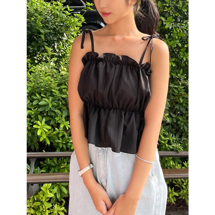 フリルキャミソールブラウス クロップド丈 全6色[品番：KH000013956