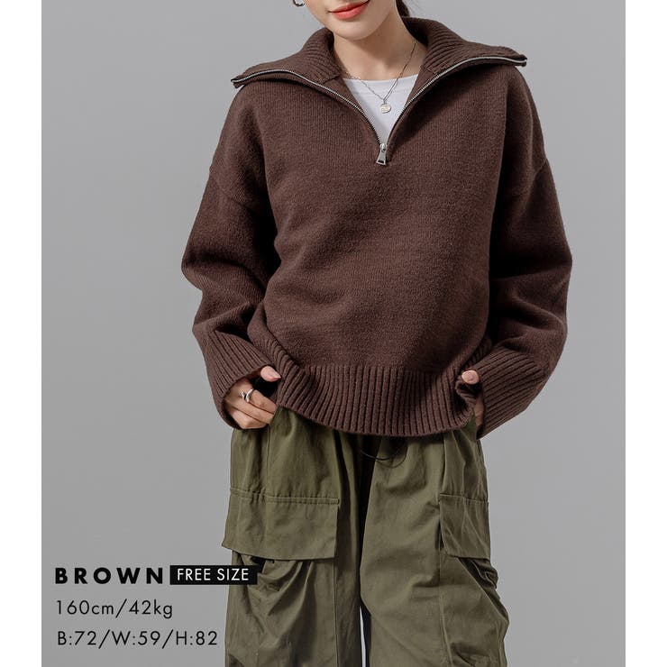 ハーフジップ ニット セーター[品番：TY000008768]｜teddyshop