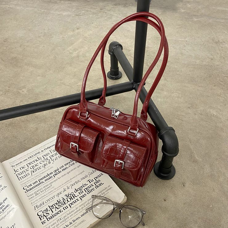 2ポケクロコ型押しボストンバッグ[品番：NHGW0005924]｜non-hedge