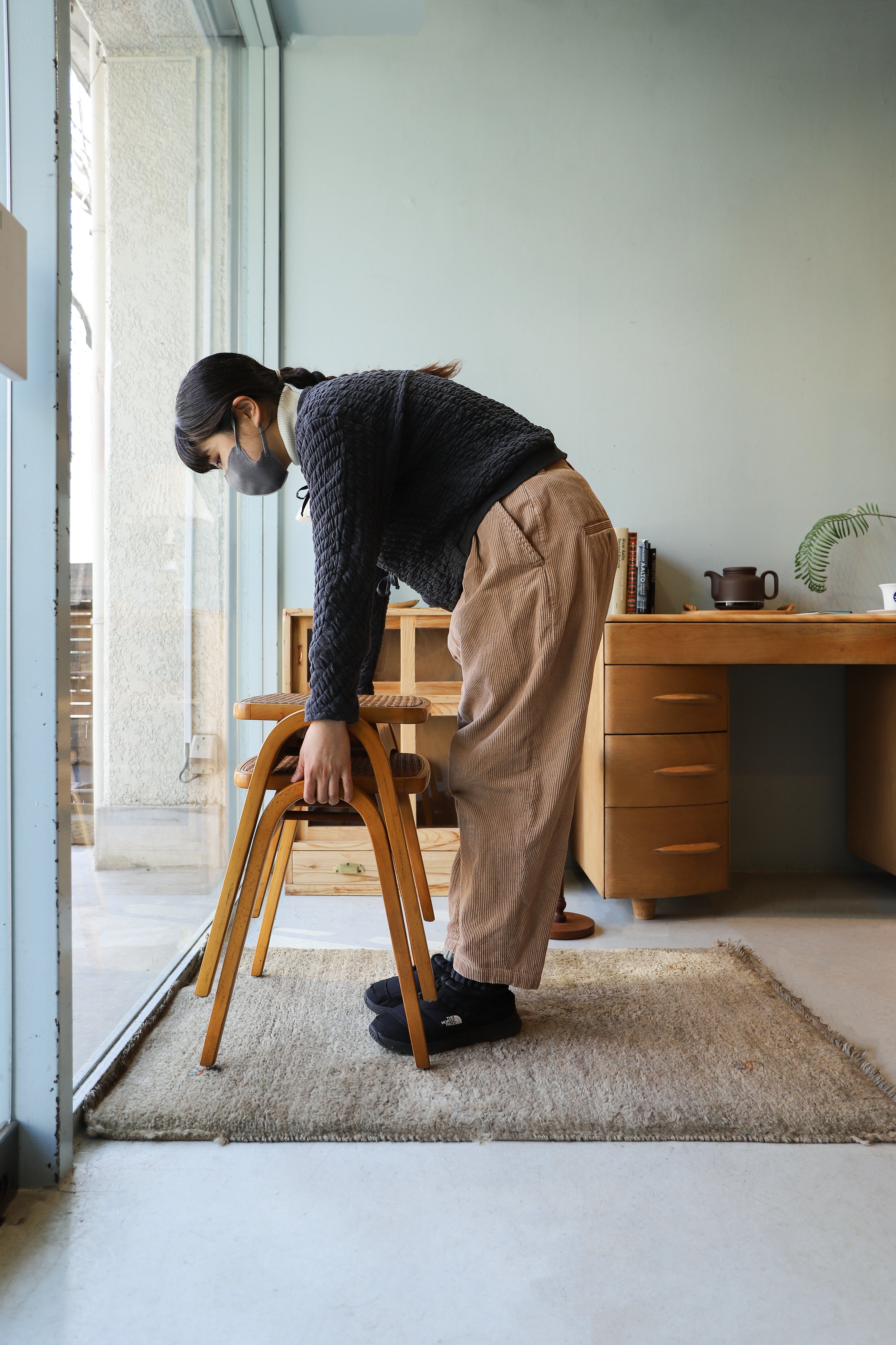 秋田木工 スタッキングスツール ラタン 剣持勇 ジャパニーズモダン