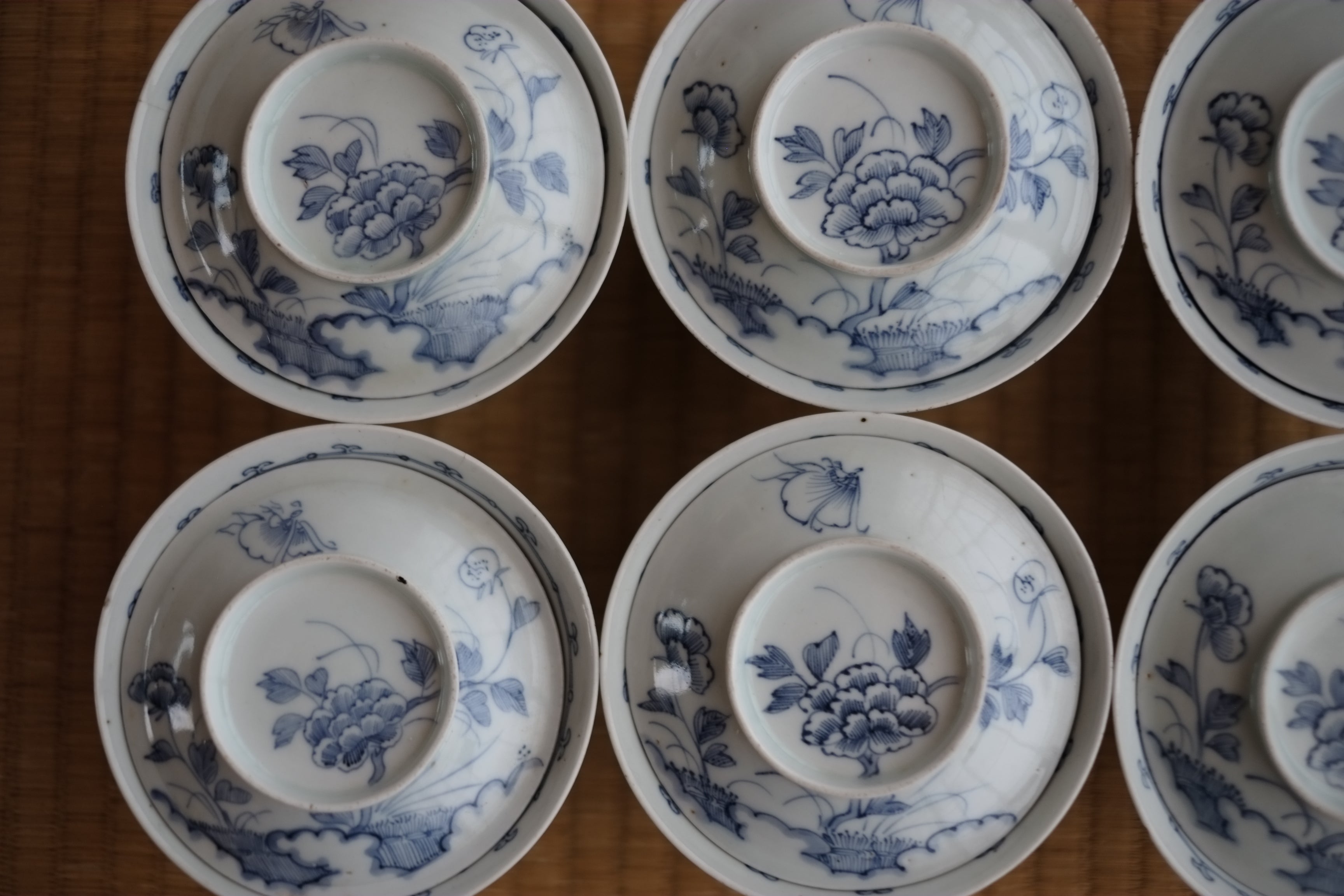 時代広東型 牡丹図染付 蓋付碗 (江戸時代 ) – 逢季荘