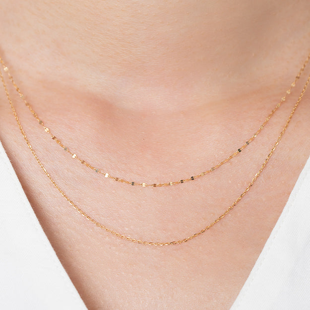 K18「ダブルチェーンシャイン」ネックレス｜【オレフィーチェ】Orefice