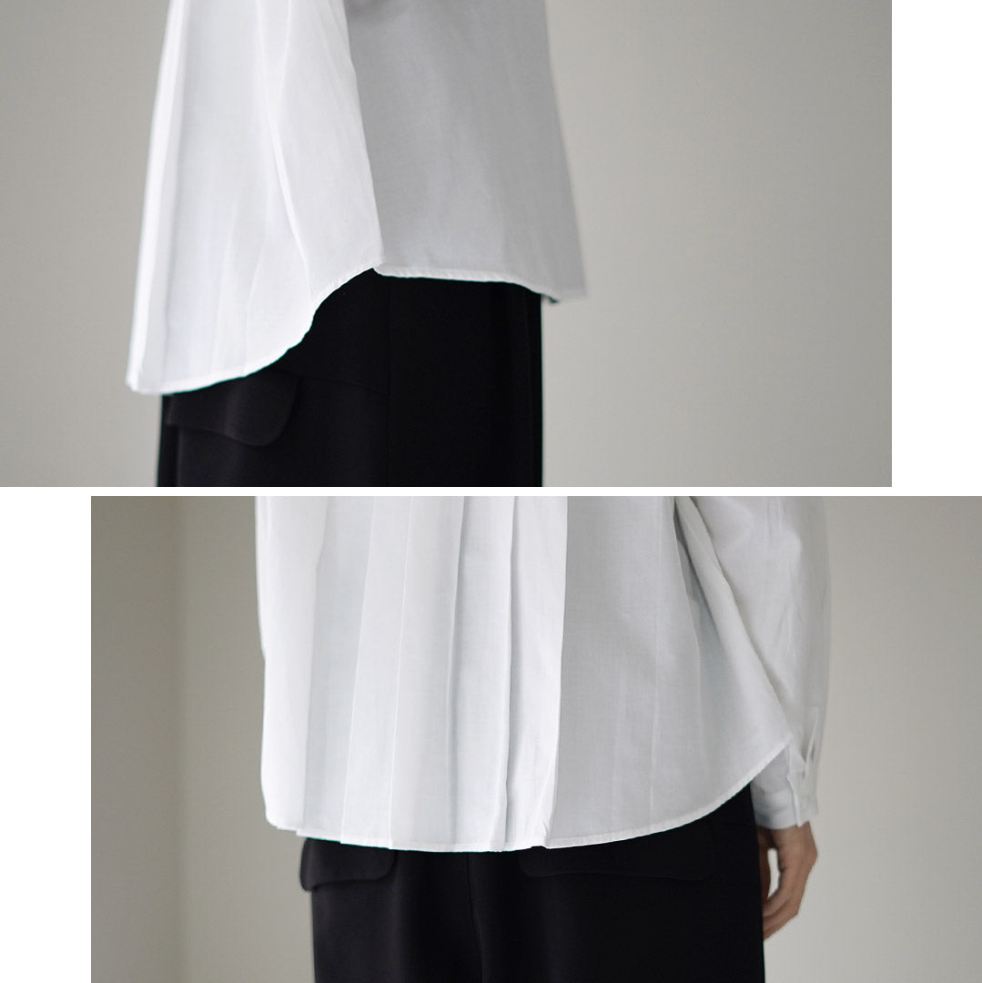 TUMUGU（ツムグ） コットンサテン タック衿 ブラウス / レディース