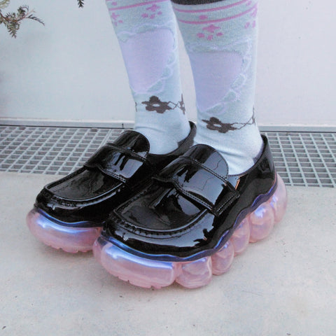 SHEEP Limited】JEWELRY LOAFER / BLACK ENAMEL x PINK AURORA