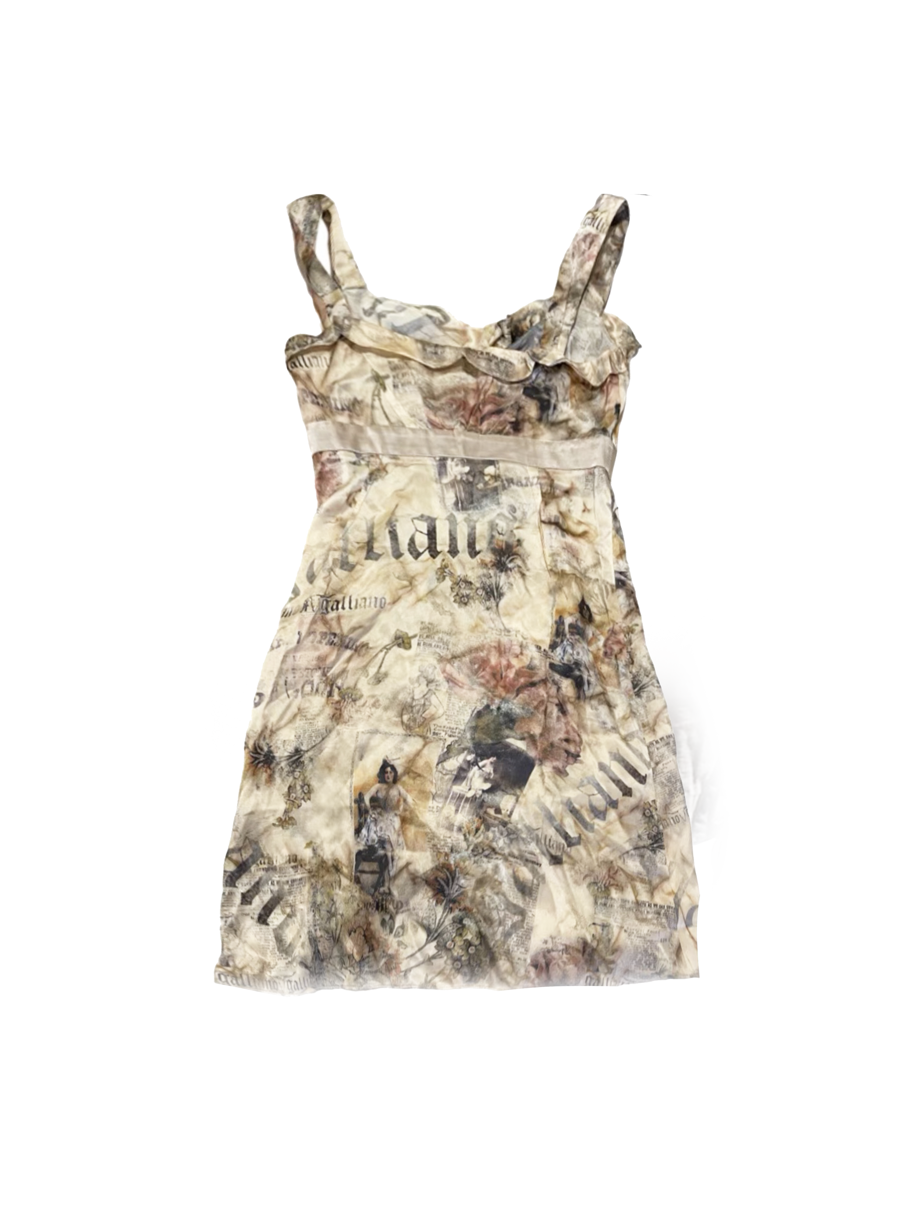 John Galliano 2000s Black Gazette Tank Top