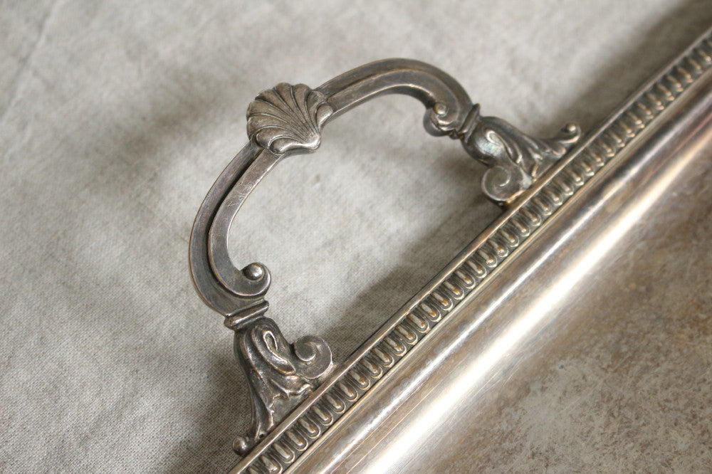 持ち手付きシルバープレートトレー（57x37cm） フランスアンティーク