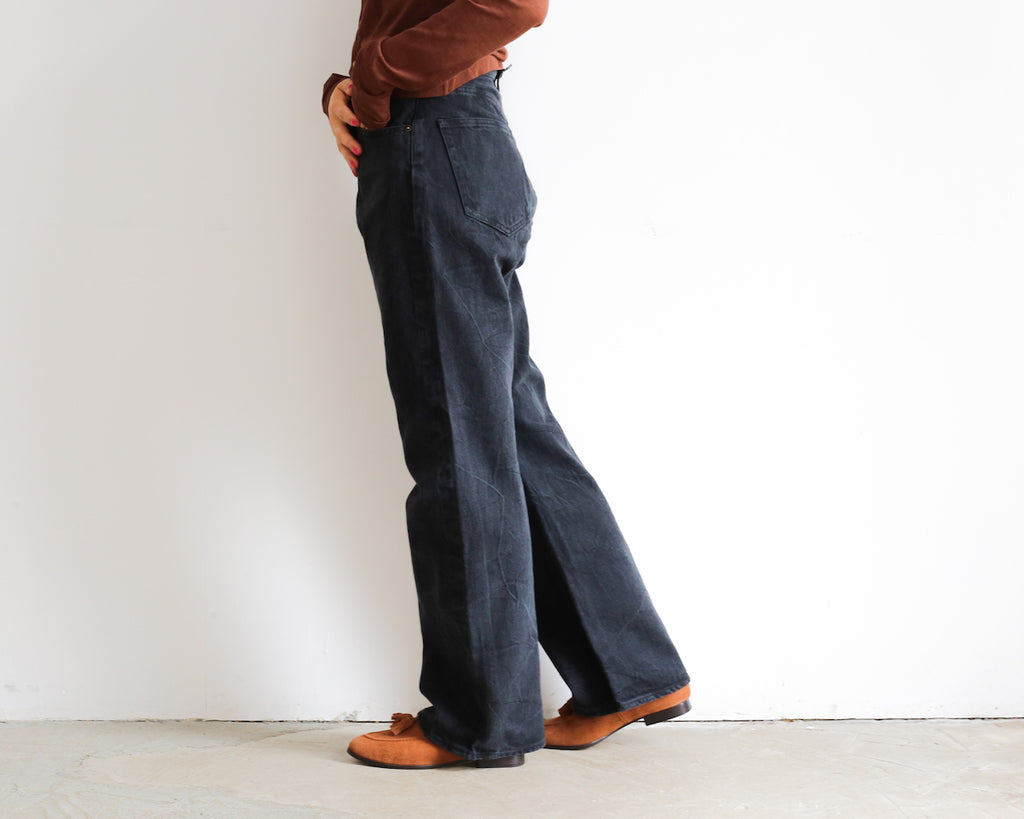 AURALEE SELVEDGE FADED LIGHT DENIM PANTS / GIZA HIGH GAUGE RIB