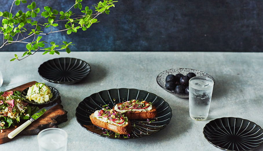 ぎやまん陶 デザートセットペア（浅小鉢2個+4.5寸皿2枚） – カネコ小兵