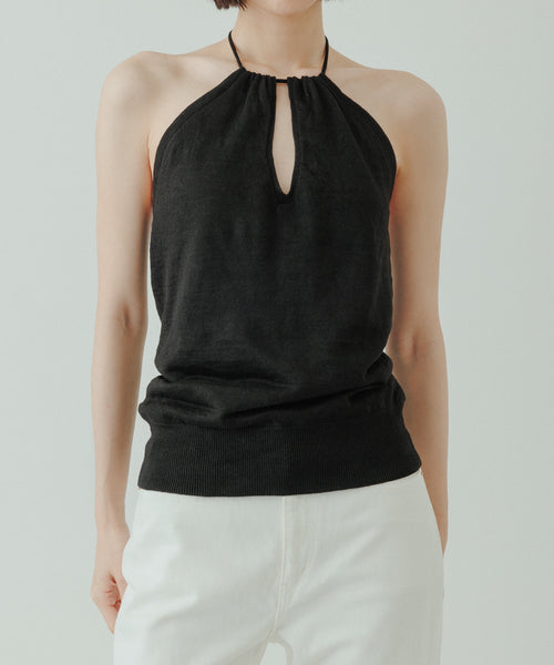 BIOTOP(ビオトープ) / 【yo BIOTOP】halter neck linen top (トップス