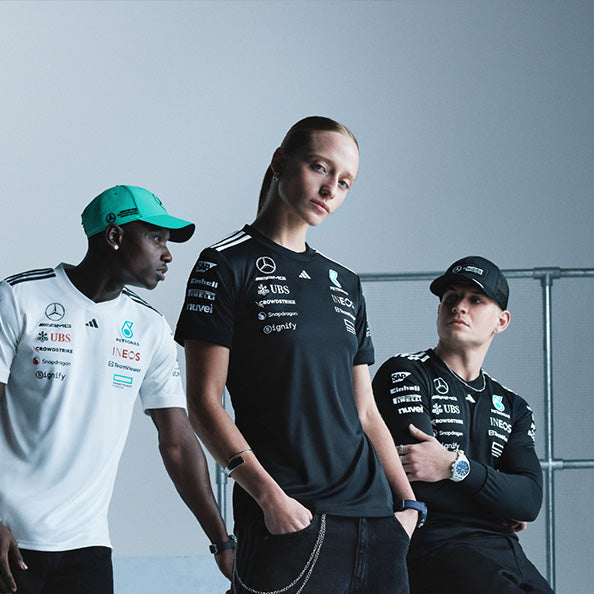 Mens 2025 Team Polo White | Official Mercedes-AMG PETRONAS F1 Team