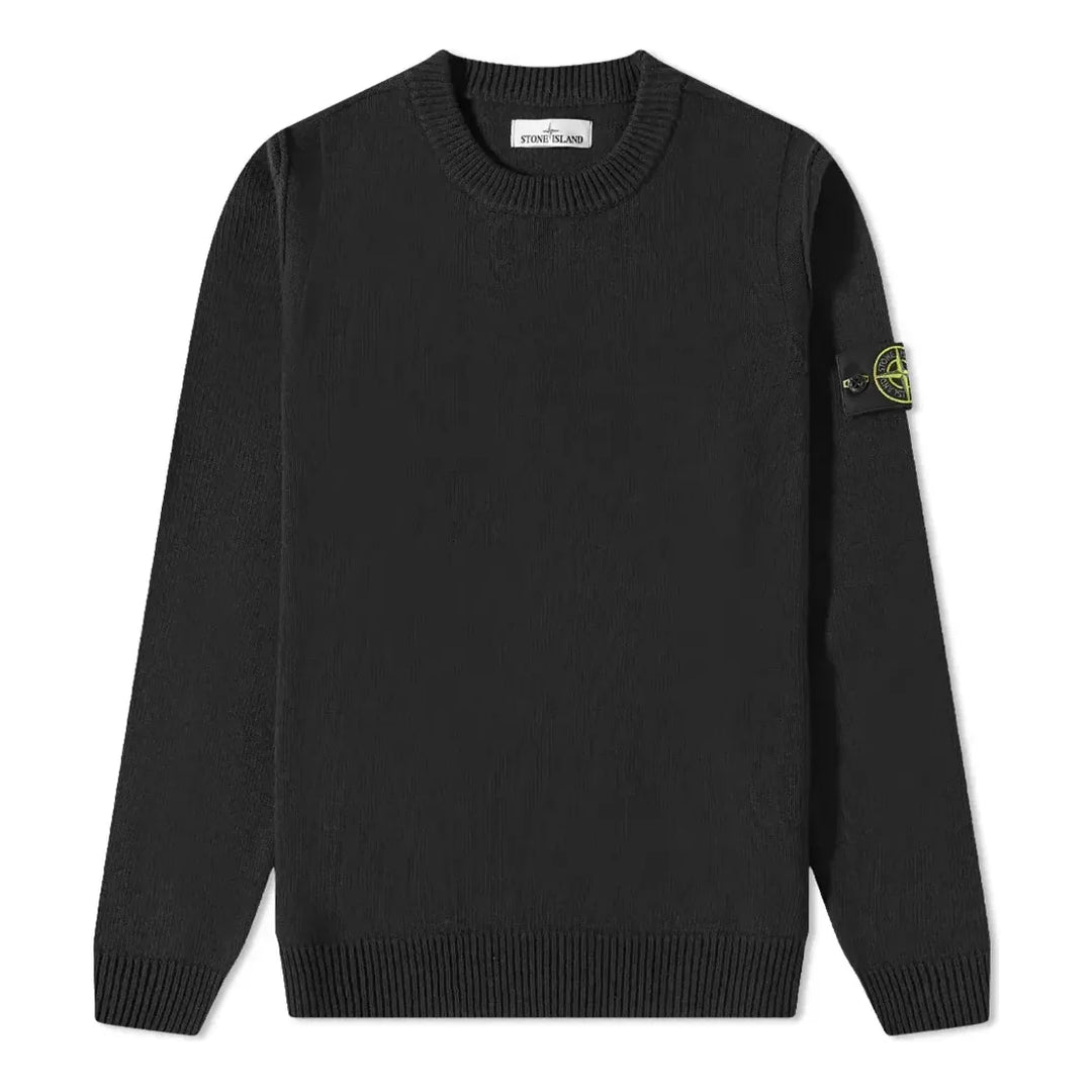 STONE ISLAND Lambswool Crew Neck Knit 'Black' 7715508A3-V0029