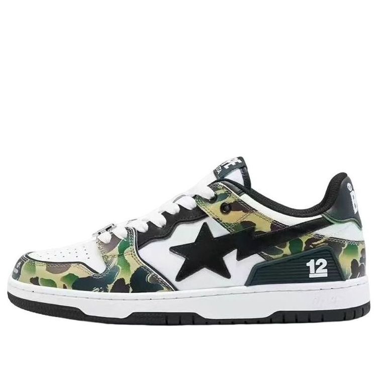 A BATHING APE SK8 Sta 12 Leather Low 'Camo' MX91008-CAMO