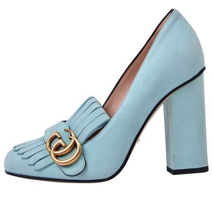 WMNS) Gucci Marmont Suede Heels 'Light Blue' 408206-C2000-3628