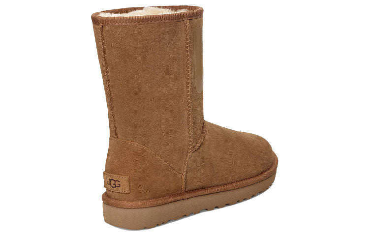 WMNS) UGG Classic Short UGG Rubber Logo Fleece Lined 1108230-CHE