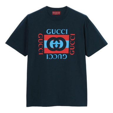 Gucci Cotton Jersey T-Shirt With Gucci Print 'Navy' 784361-XJGKA-4735