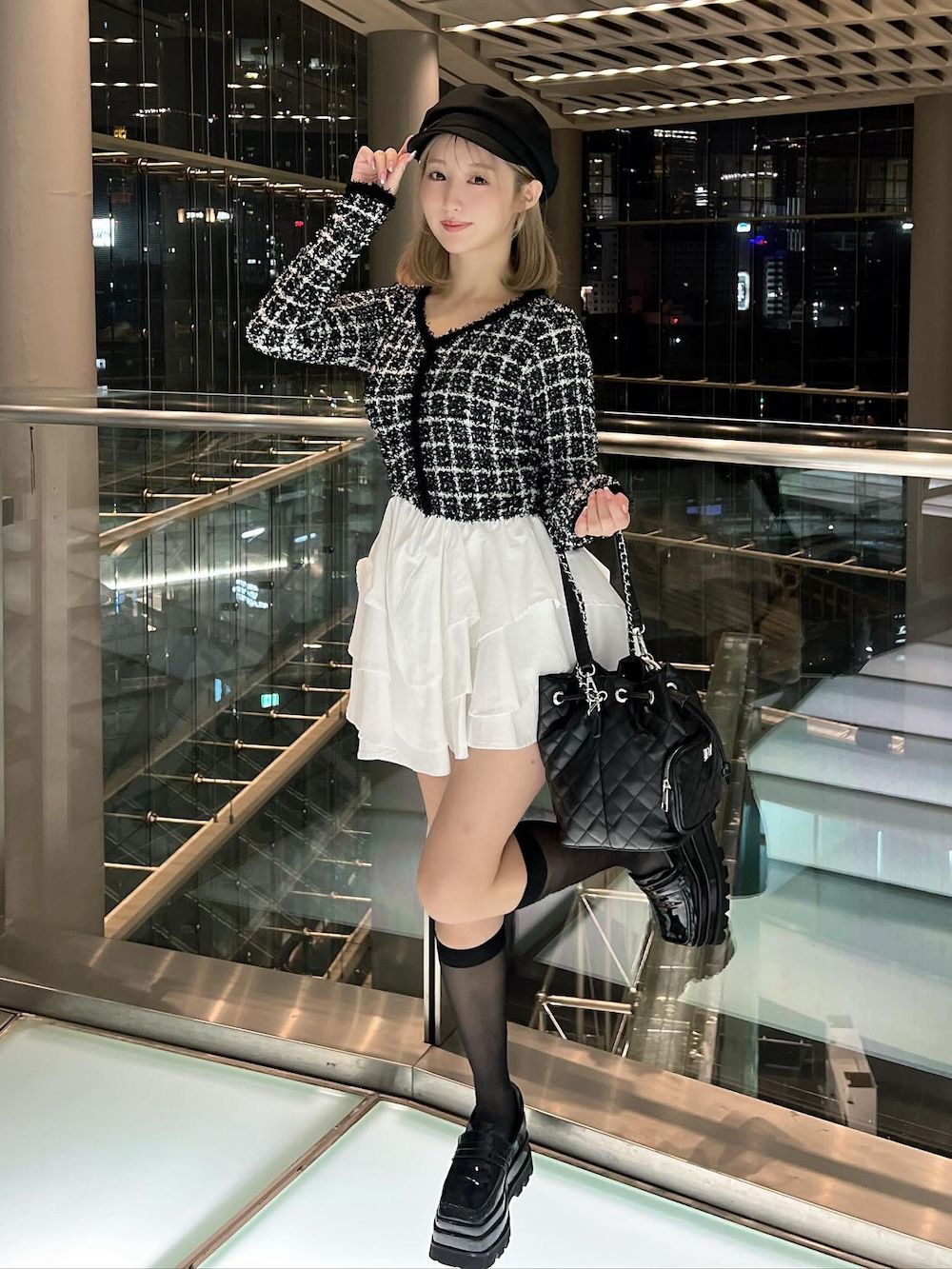 ボリュームフリルツイードニットミニワンピース – Darich (ダーリッチ)