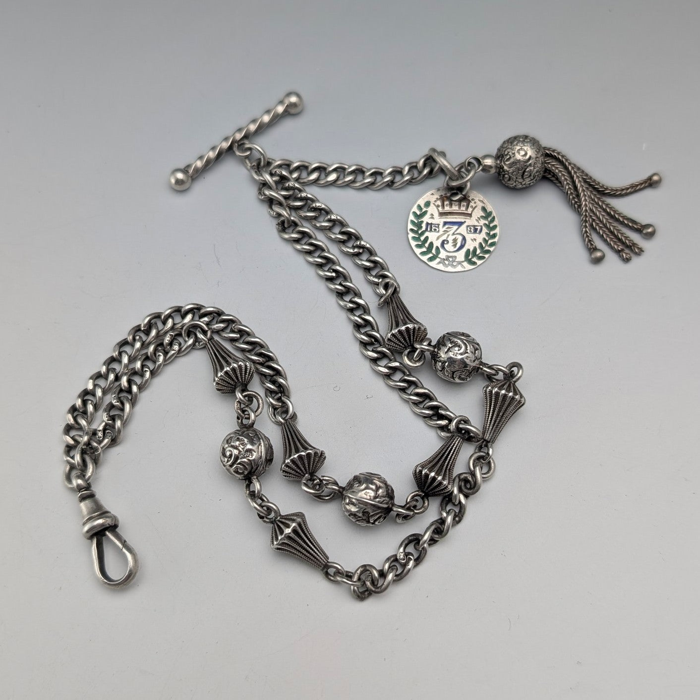 米国アンティーク 純銀製 アール・ヌーヴォー装飾 携帯用折りたたみ式