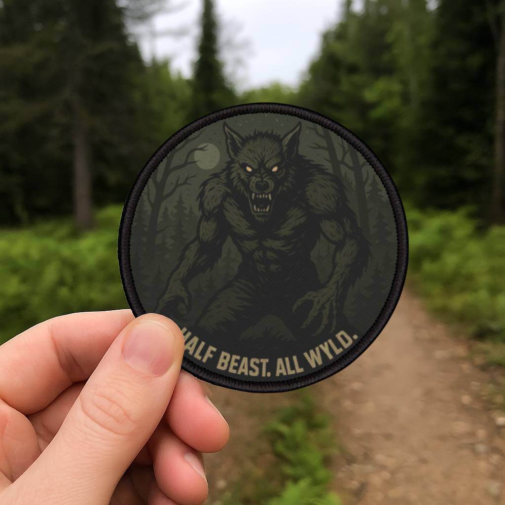 Dogman Patch - Cryptid Iron-On Badge for Jackets, Bags & Gear