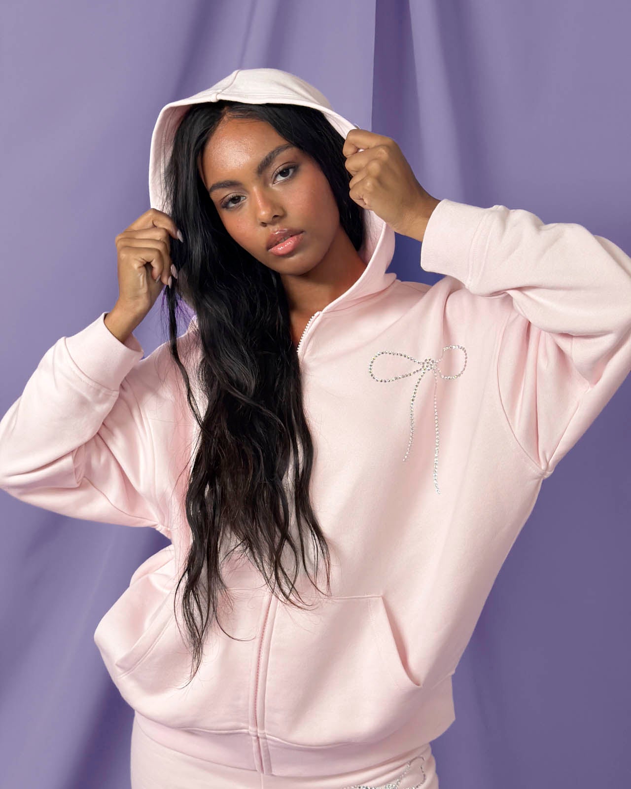 Cozy Crush Bedazzled Oversized Zip Hoodie | FBM