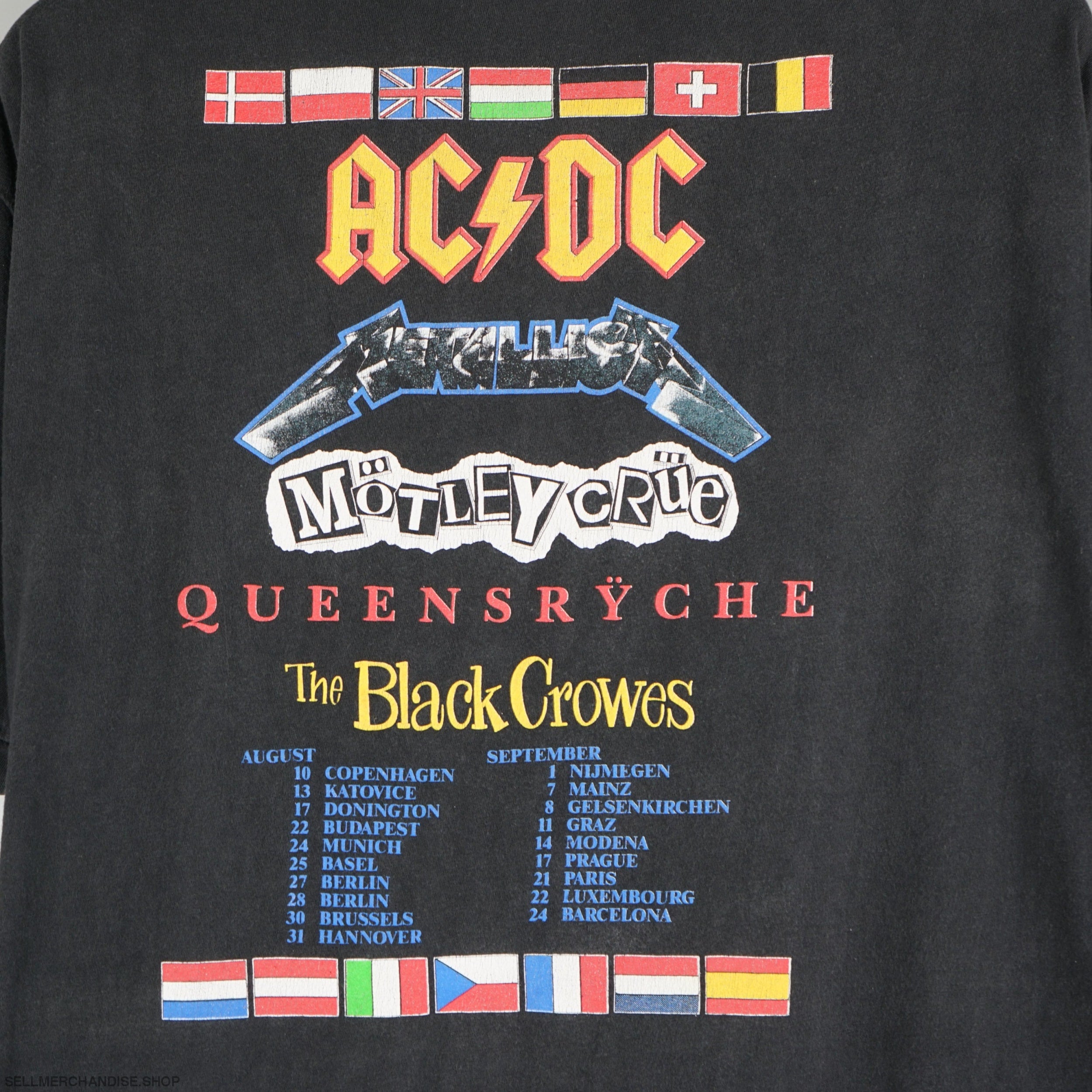Vintage 1991 Monsters of Rock Fest T-Shirt ACDC Metallica