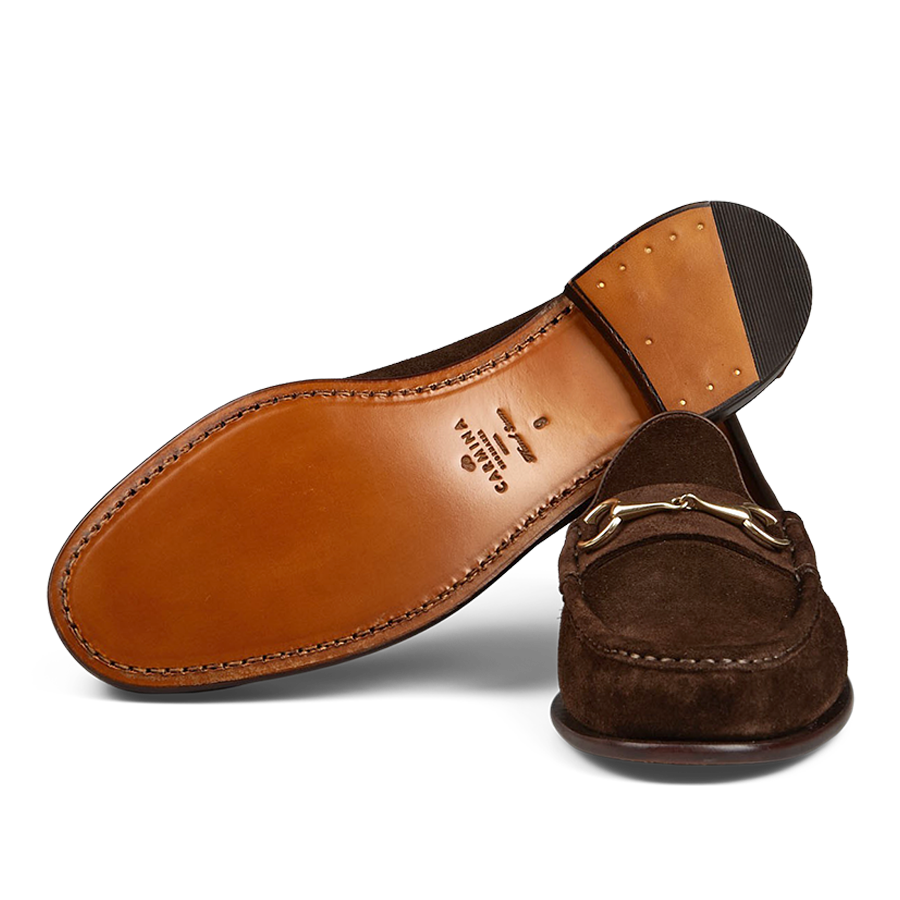 Carmina | Chocolate Suede Leather Xim Horsebit Loafers | Fine