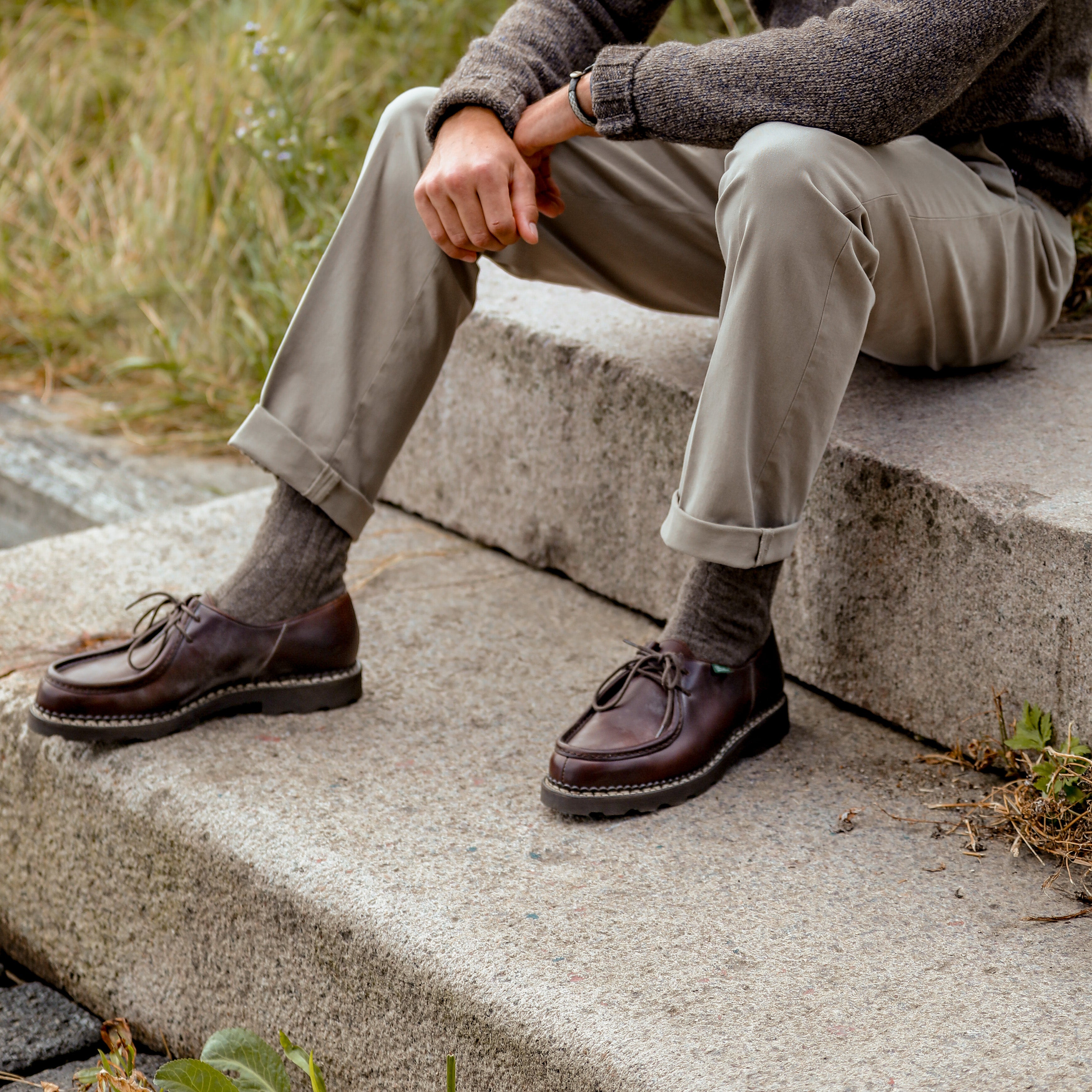 Paraboot | Brown Lis Cafe Leather Michael Derbies | Fine Menswear