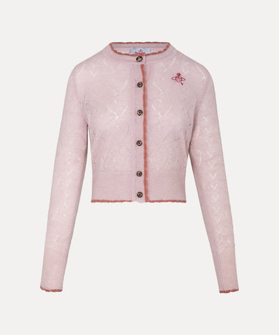 ハートニット クルーネックカーディガン(ピンク)（レディース