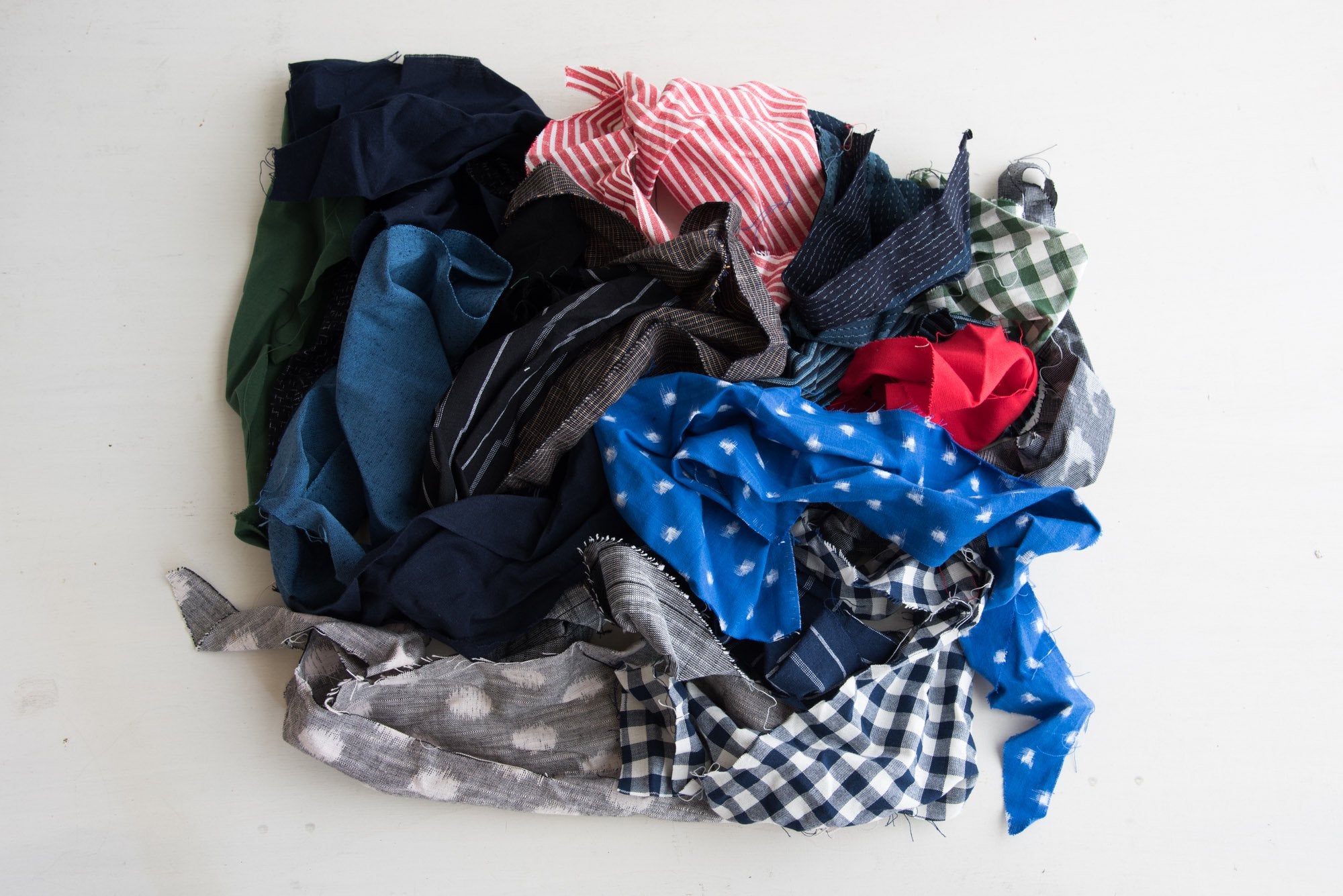 久留米絣 木綿往生 ハギレ｜うなぎの寝床