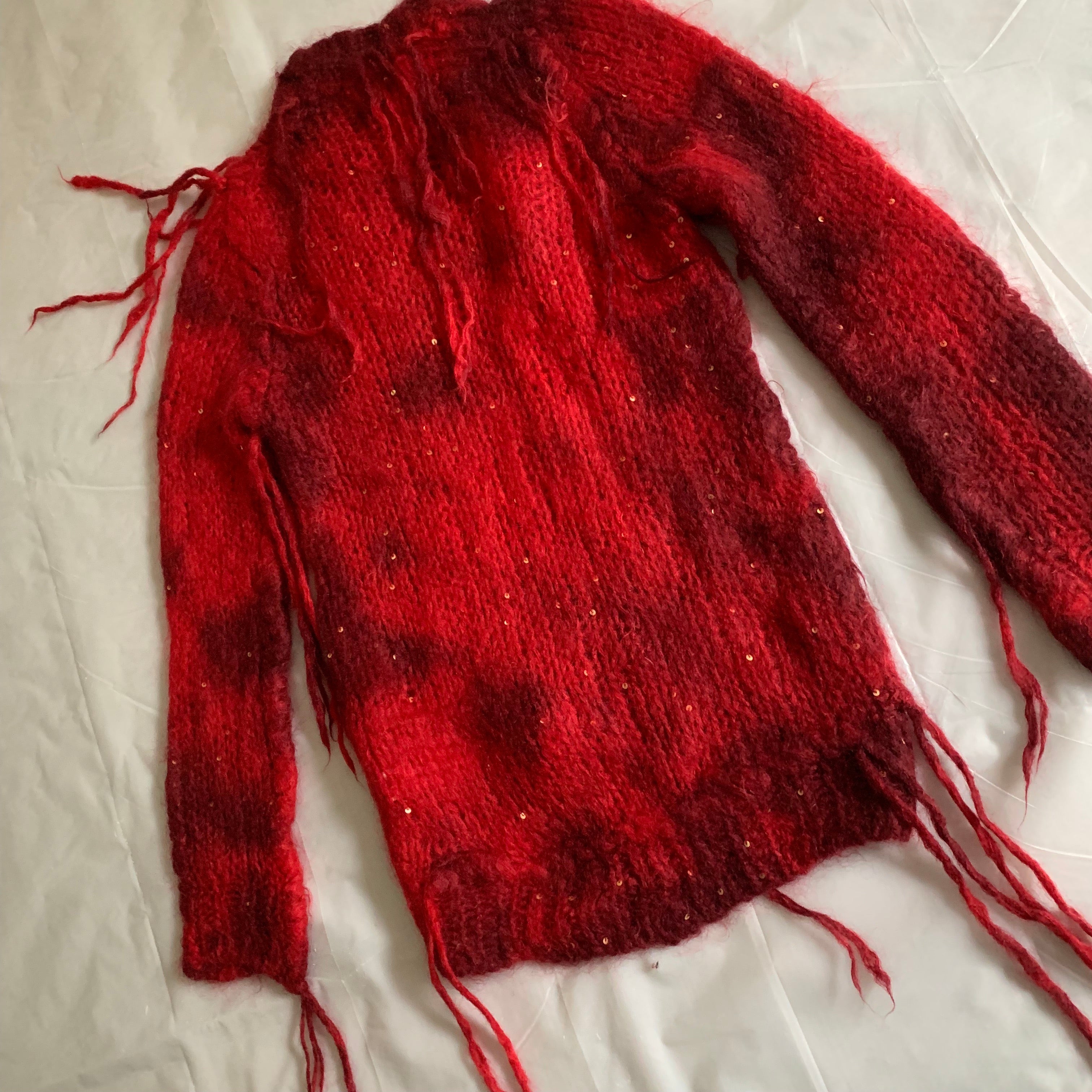 aw2006 Junya Watanabe Destroyed Red Mohair Knit - Size S