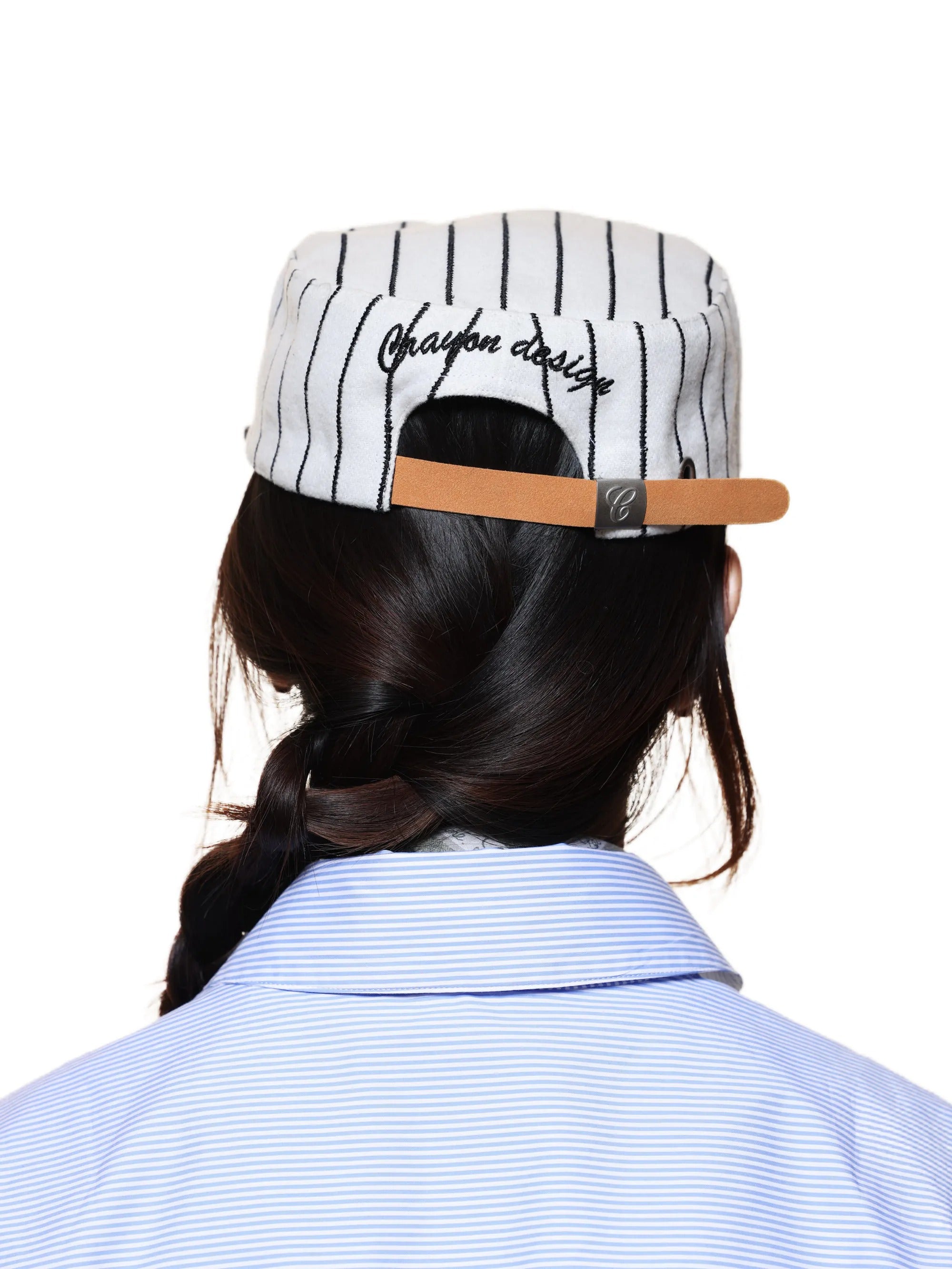 6cRAyon ピルボックス帽 キャップ（ストライプブラック Black