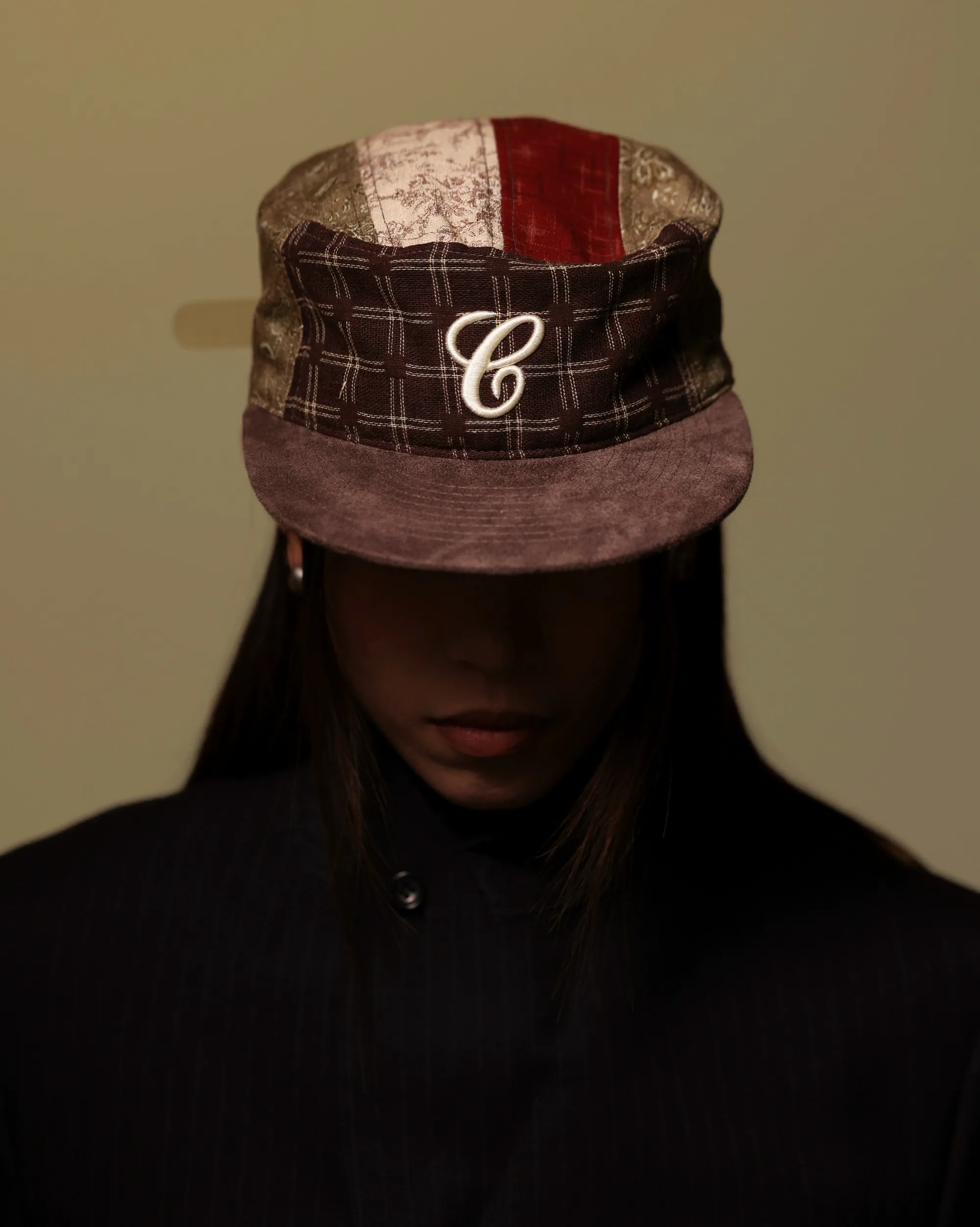 6cRAyon ピルボックス帽 キャップ（ヴィンテージパッチワーク