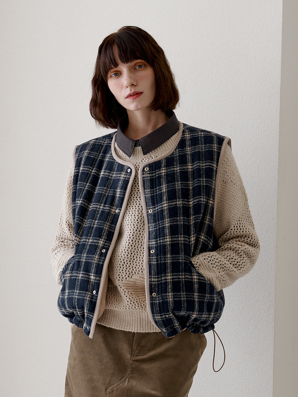 フリースリバーシブルチェックベスト - LETOILE | 60% - アジア