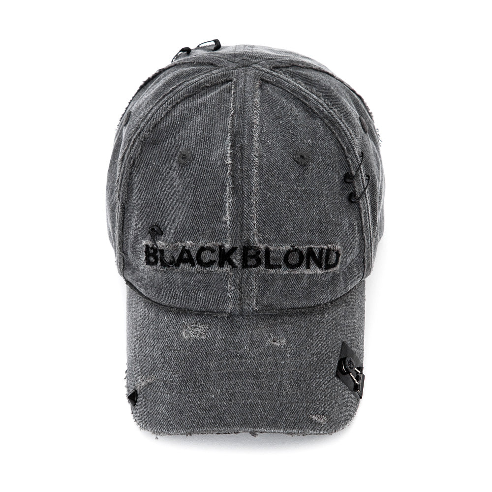 クロスダメージカスタムデニムキャップ - BLACKBLOND | 60% - アジア