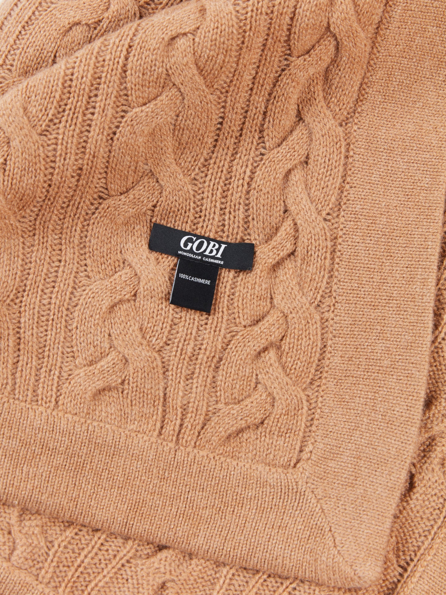 Cable Knit Cashmere Blanket in Sheepskin | GOBI Cashmere