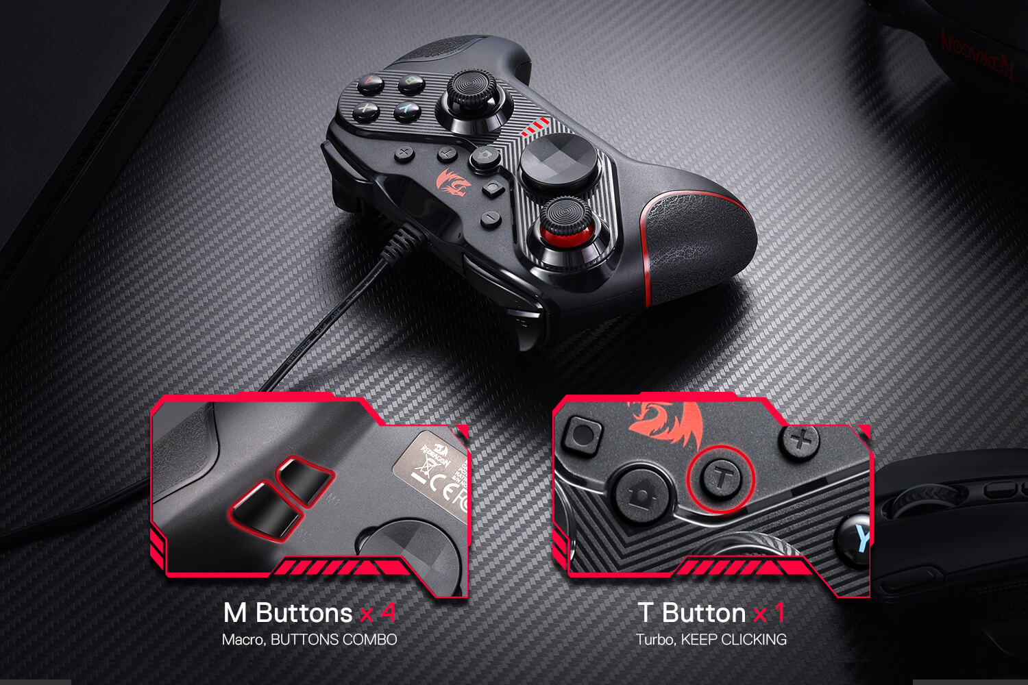 Redragon RIFT G710 Wired Gaming Controller | Works For Switch, PS3